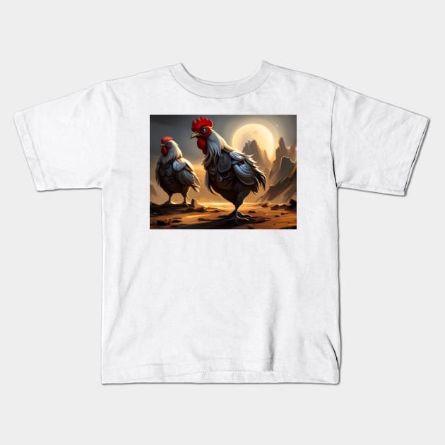 Alien Robot Roosters Kids T-Shirt by arc1